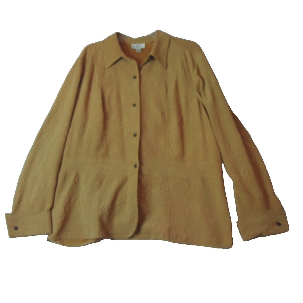 Coldwater Creek Jacket Women's 1X Tan Textured Button Front Shirt‎